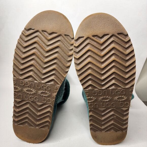 Ugg Classic Cardy Knit Boots Turquoise Green Sheepskin Wool Womens 9 - Picture 5 of 8